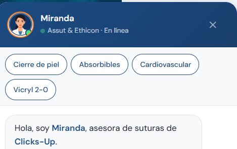 Miranda — Agente IA especialista en suturas para Clicks-Up